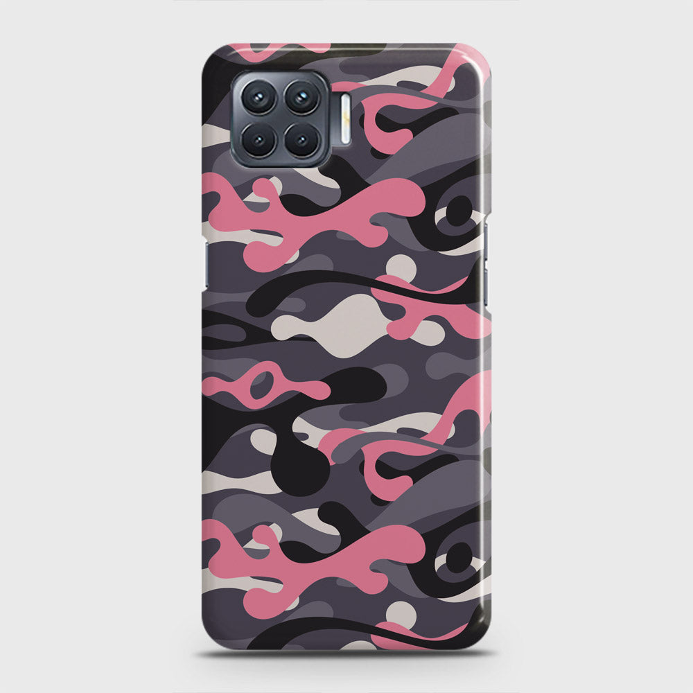 Oppo F17 Cover - Camo Series - Pink & Grey Design - Matte Finish - Snap On Hard Case with LifeTime Colors Guarantee