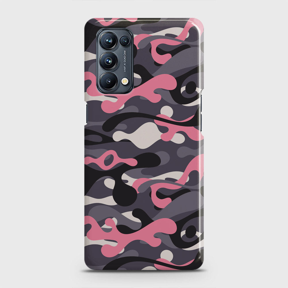 Oppo Reno 5 Pro 5G Cover - Camo Series - Pink & Grey Design - Matte Finish - Snap On Hard Case with LifeTime Colors Guarantee