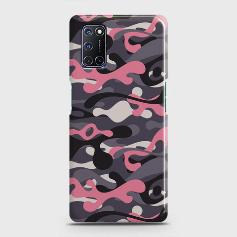 Oppo A52 Cover - Camo Series - Pink & Grey Design - Matte Finish - Snap On Hard Case with LifeTime Colors Guarantee