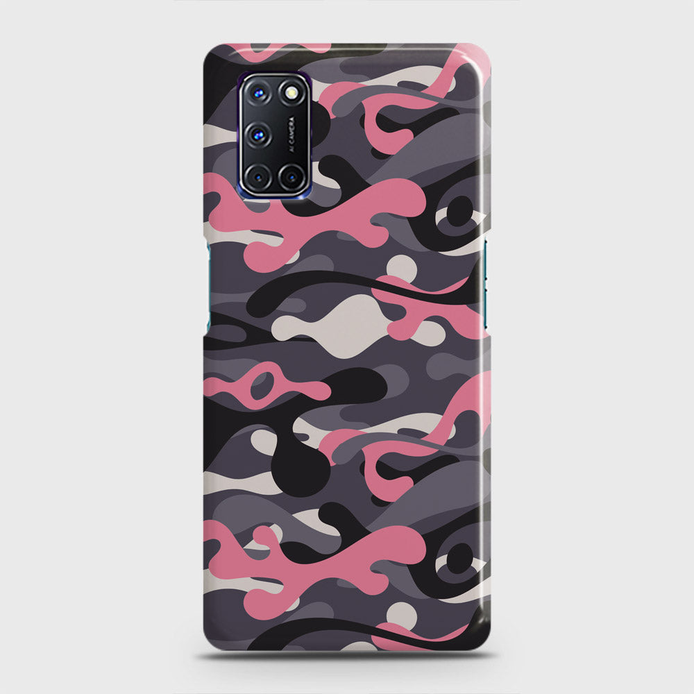 Oppo A92 Cover - Camo Series - Pink & Grey Design - Matte Finish - Snap On Hard Case with LifeTime Colors Guarantee