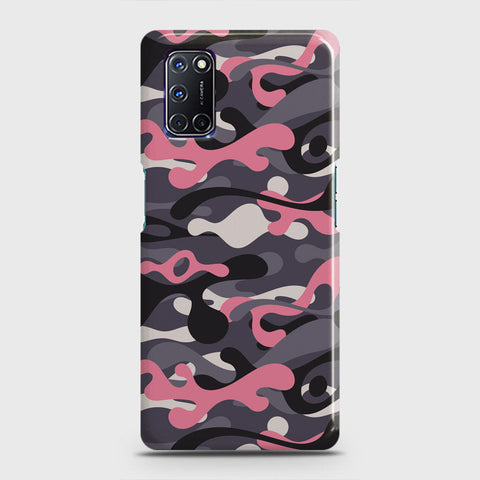 Oppo A92 Cover - Camo Series - Pink & Grey Design - Matte Finish - Snap On Hard Case with LifeTime Colors Guarantee