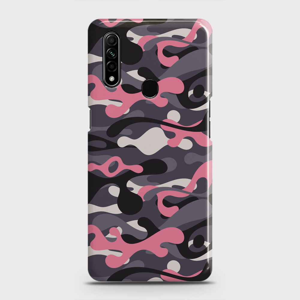 Oppo A8 Cover - Camo Series - Pink & Grey Design - Matte Finish - Snap On Hard Case with LifeTime Colors Guarantee