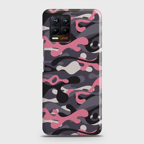 Realme 8 Cover - Camo Series - Pink & Grey Design - Matte Finish - Snap On Hard Case with LifeTime Colors Guarantee