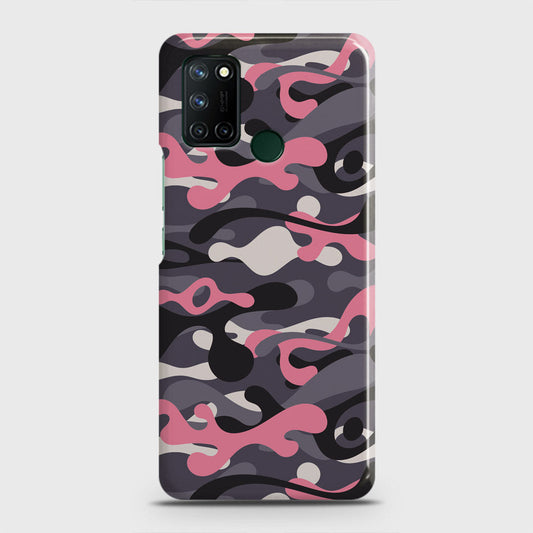 Realme C17 Cover - Camo Series - Pink & Grey Design - Matte Finish - Snap On Hard Case with LifeTime Colors Guarantee