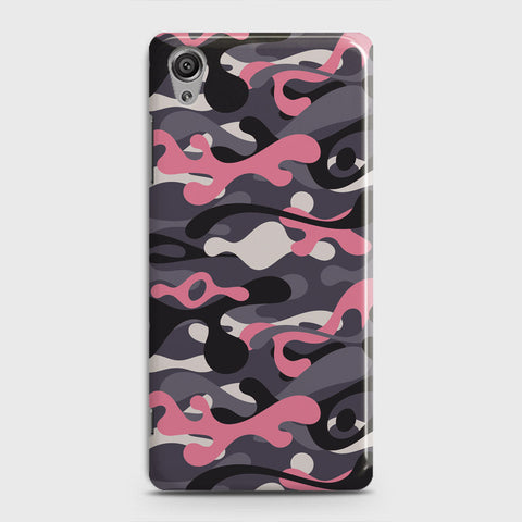 Sony Xperia XA1 Plus Cover - Camo Series - Pink & Grey Design - Matte Finish - Snap On Hard Case with LifeTime Colors Guarantee