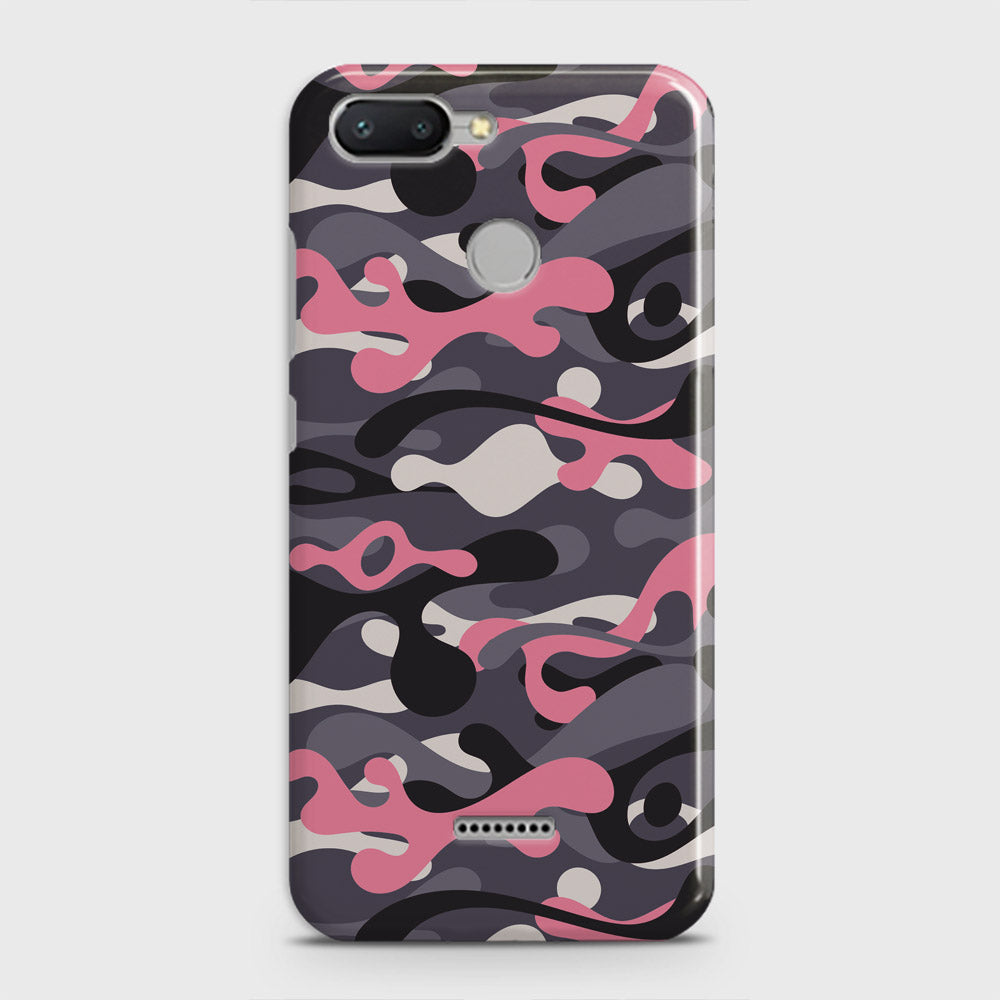 Xiaomi Redmi 6 Cover - Camo Series - Pink & Grey Design - Matte Finish - Snap On Hard Case with LifeTime Colors Guarantee