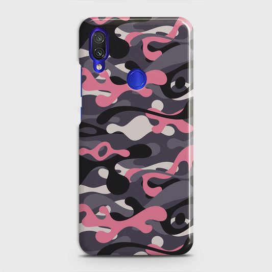 Xiaomi Redmi Note 7 Cover - Camo Series - Pink & Grey Design - Matte Finish - Snap On Hard Case with LifeTime Colors Guarantee