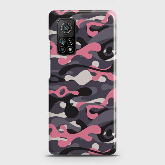 Xiaomi Mi 10T Cover - Camo Series - Pink & Grey Design - Matte Finish - Snap On Hard Case with LifeTime Colors Guarantee