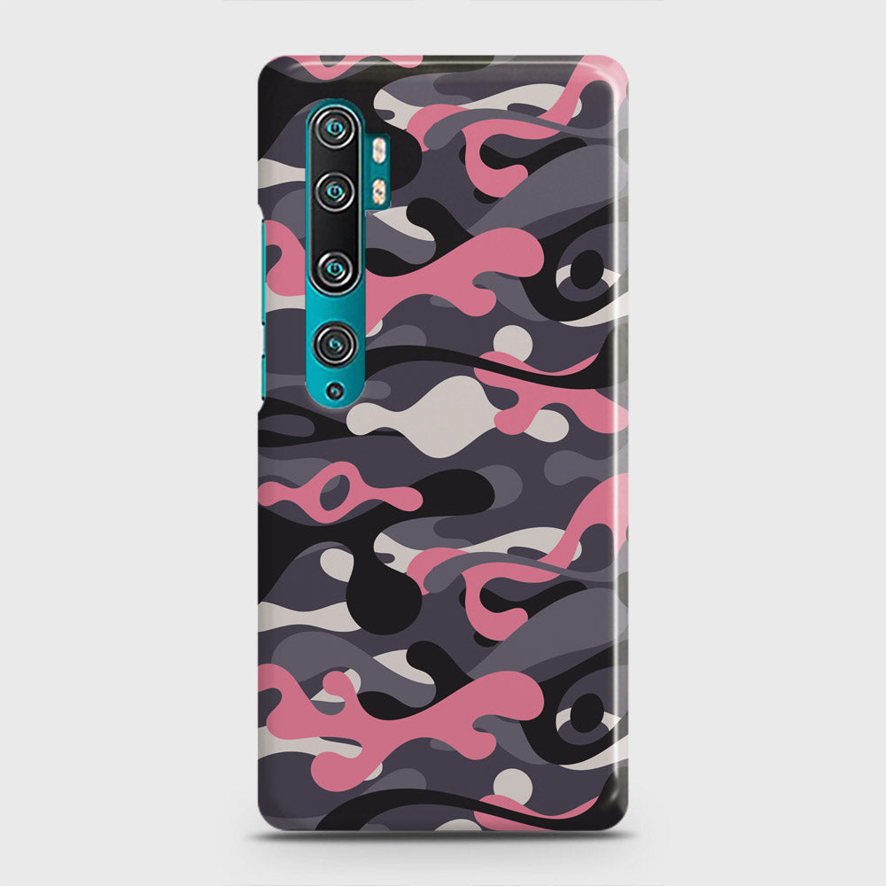 Xiaomi Mi Note 10 Cover - Camo Series - Pink & Grey Design - Matte Finish - Snap On Hard Case with LifeTime Colors Guarantee