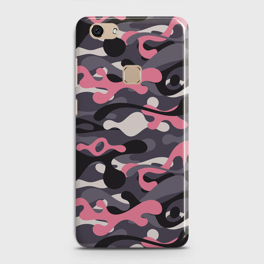 Vivo V7 Cover - Camo Series - Pink & Grey Design - Matte Finish - Snap On Hard Case with LifeTime Colors Guarantee