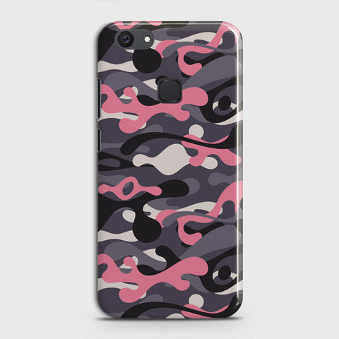 Vivo V7 Plus Cover - Camo Series - Pink & Grey Design - Matte Finish - Snap On Hard Case with LifeTime Colors Guarantee