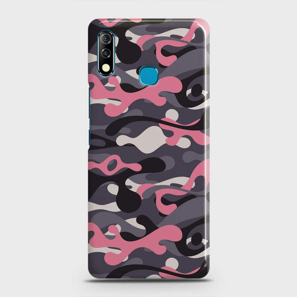 Infinix Hot 8 Lite Cover - Camo Series - Pink & Grey Design - Matte Finish - Snap On Hard Case with LifeTime Colors Guarantee