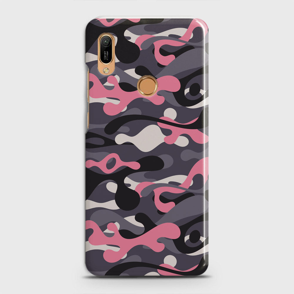 Huawei Y6 Prime 2019 Cover - Camo Series - Pink & Grey Design - Matte Finish - Snap On Hard Case with LifeTime Colors Guarantee