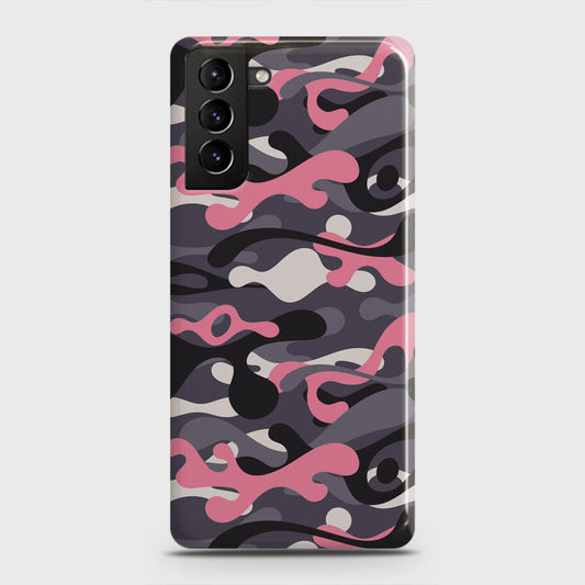 Samsung Galaxy S21 5G Cover - Camo Series - Pink & Grey Design - Matte Finish - Snap On Hard Case with LifeTime Colors Guarantee