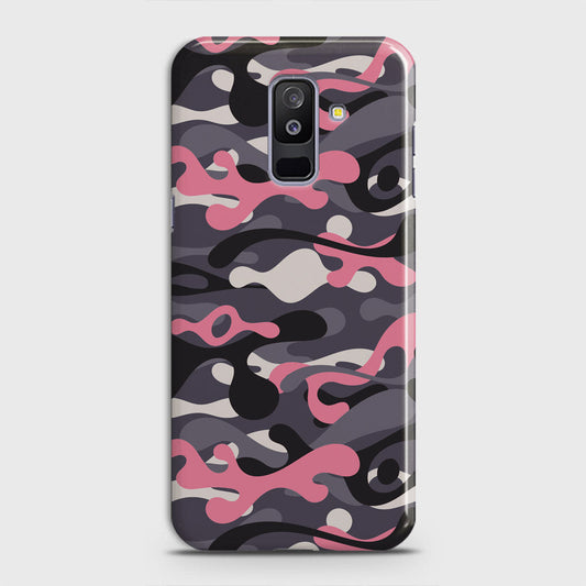 Samsung Galaxy A6 Plus 2018 Cover - Camo Series - Pink & Grey Design - Matte Finish - Snap On Hard Case with LifeTime Colors Guarantee