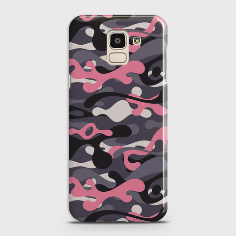 Samsung Galaxy J6 2018 Cover - Camo Series - Pink & Grey Design - Matte Finish - Snap On Hard Case with LifeTime Colors Guarantee