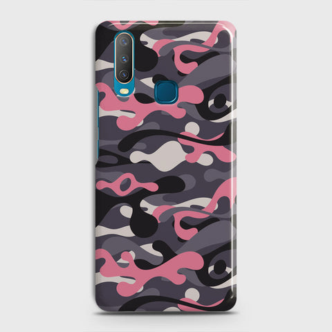 Vivo Y17 Cover - Camo Series - Pink & Grey Design - Matte Finish - Snap On Hard Case with LifeTime Colors Guarantee