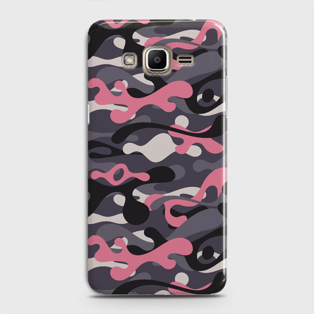 Samsung Galaxy J7 2015 Cover - Camo Series - Pink & Grey Design - Matte Finish - Snap On Hard Case with LifeTime Colors Guarantee