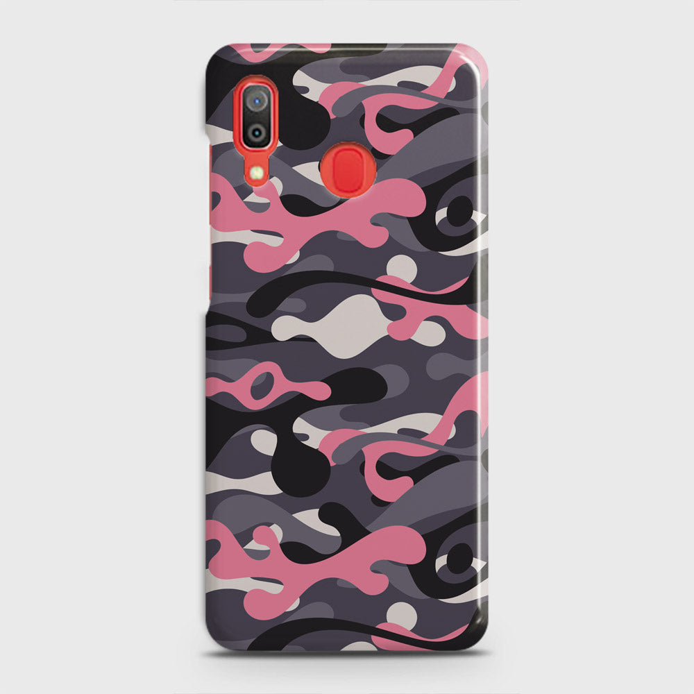 Samsung Galaxy A20 Cover - Camo Series - Pink & Grey Design - Matte Finish - Snap On Hard Case with LifeTime Colors Guarantee