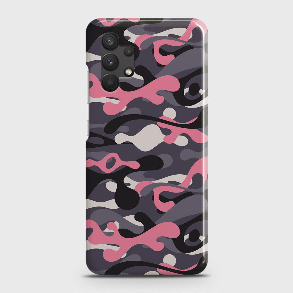 Samsung Galaxy A32 Cover - Camo Series - Pink & Grey Design - Matte Finish - Snap On Hard Case with LifeTime Colors Guarantee