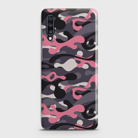 Samsung Galaxy A70 Cover - Camo Series - Pink & Grey Design - Matte Finish - Snap On Hard Case with LifeTime Colors Guarantee