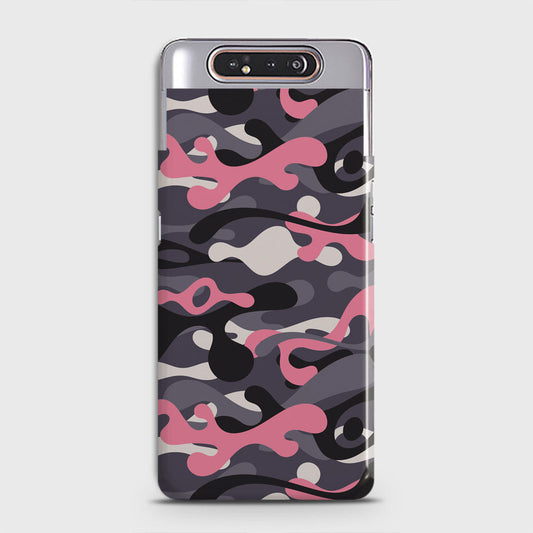 Samsung Galaxy A80 Cover - Camo Series - Pink & Grey Design - Matte Finish - Snap On Hard Case with LifeTime Colors Guarantee