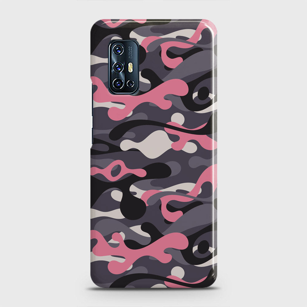 Vivo V17 Cover - Camo Series - Pink & Grey Design - Matte Finish - Snap On Hard Case with LifeTime Colors Guarantee