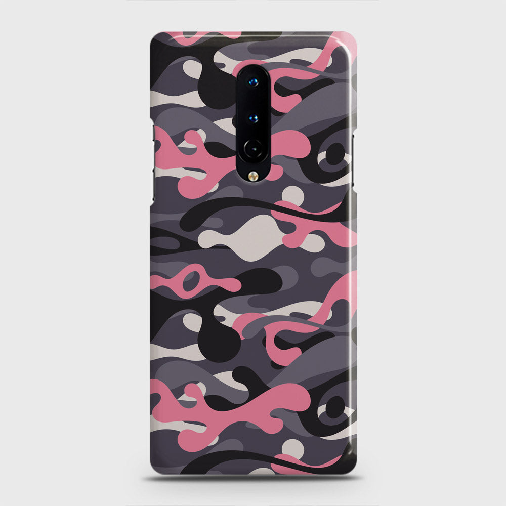 OnePlus 8 Cover - Camo Series - Pink & Grey Design - Matte Finish - Snap On Hard Case with LifeTime Colors Guarantee