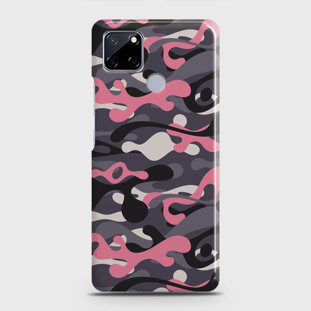 Realme C12 Cover - Camo Series - Pink & Grey Design - Matte Finish - Snap On Hard Case with LifeTime Colors Guarantee