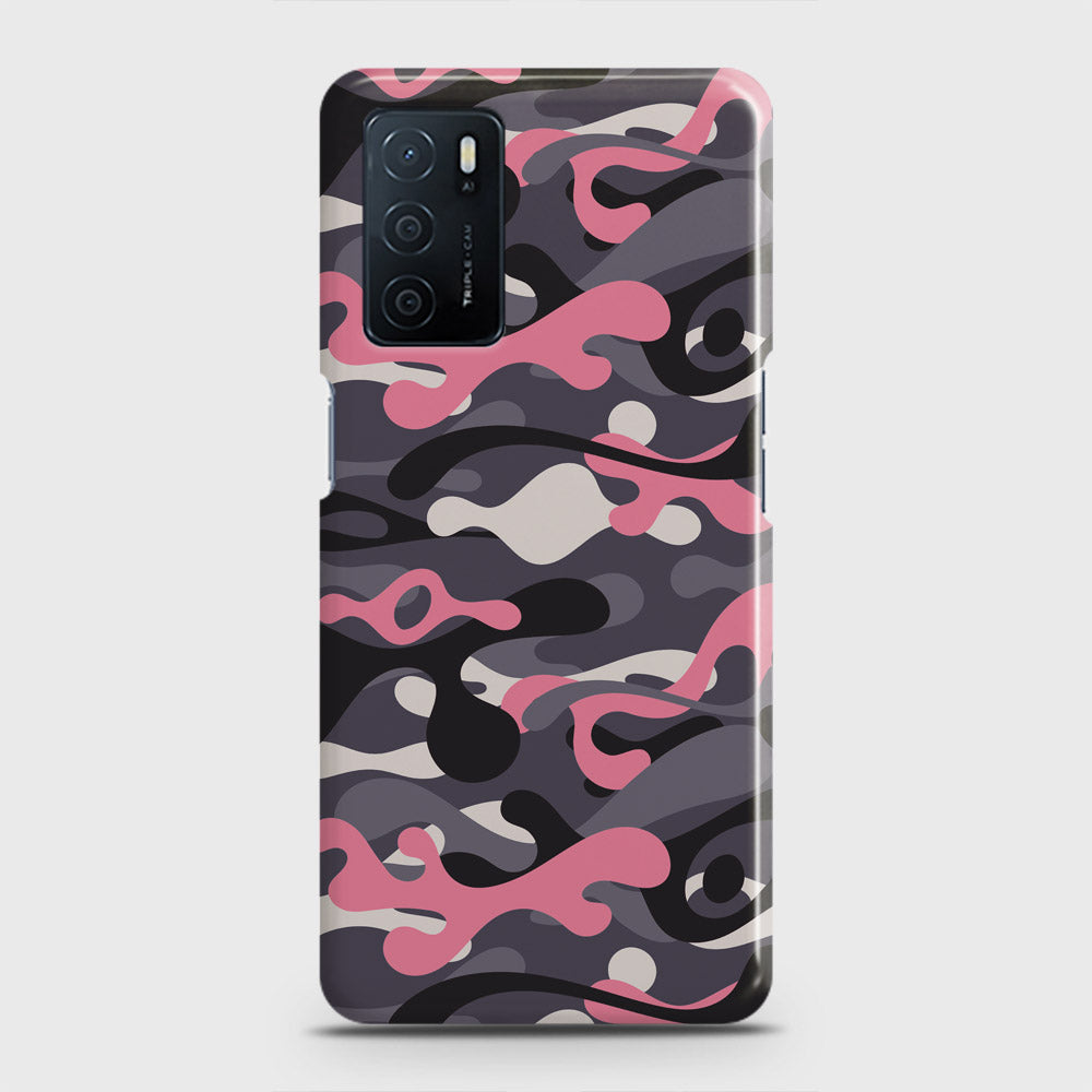 Oppo A16 Cover - Camo Series - Pink & Grey Design - Matte Finish - Snap On Hard Case with LifeTime Colors Guarantee