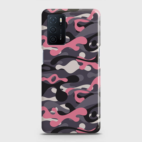 Oppo A16 Cover - Camo Series - Pink & Grey Design - Matte Finish - Snap On Hard Case with LifeTime Colors Guarantee