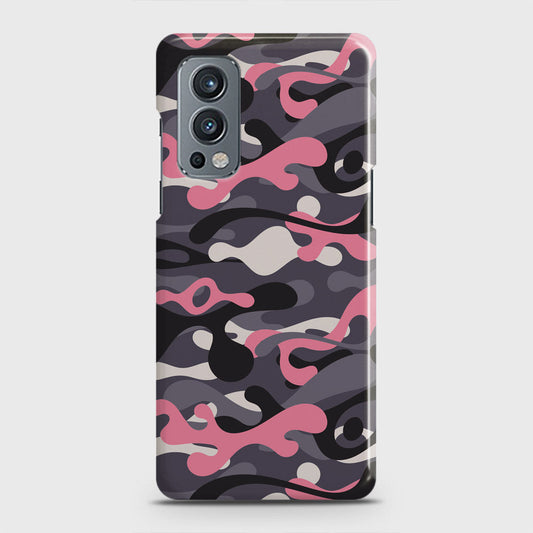 OnePlus Nord 2 Cover - Camo Series - Pink & Grey Design - Matte Finish - Snap On Hard Case with LifeTime Colors Guarantee