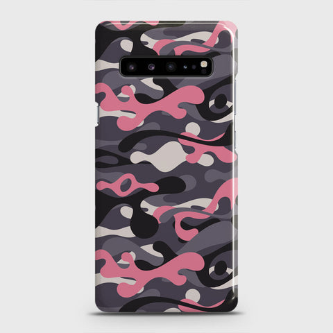 Samsung Galaxy S10 5G Cover - Camo Series - Pink & Grey Design - Matte Finish - Snap On Hard Case with LifeTime Colors Guarantee