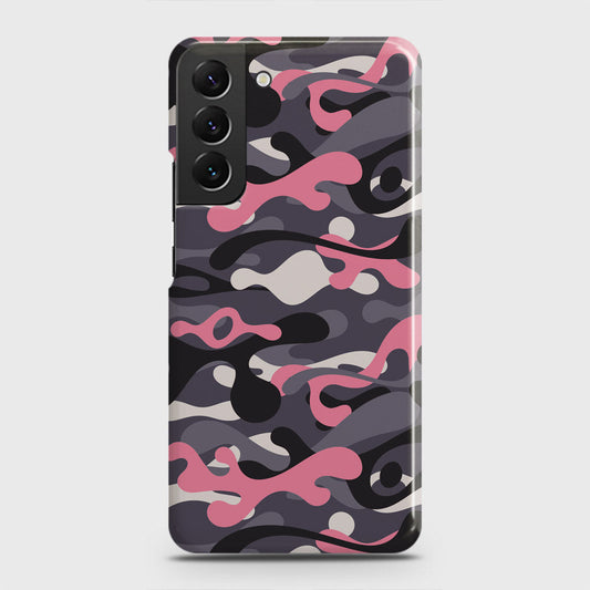 Samsung Galaxy S22 5G Cover - Camo Series - Pink & Grey Design - Matte Finish - Snap On Hard Case with LifeTime Colors Guarantee