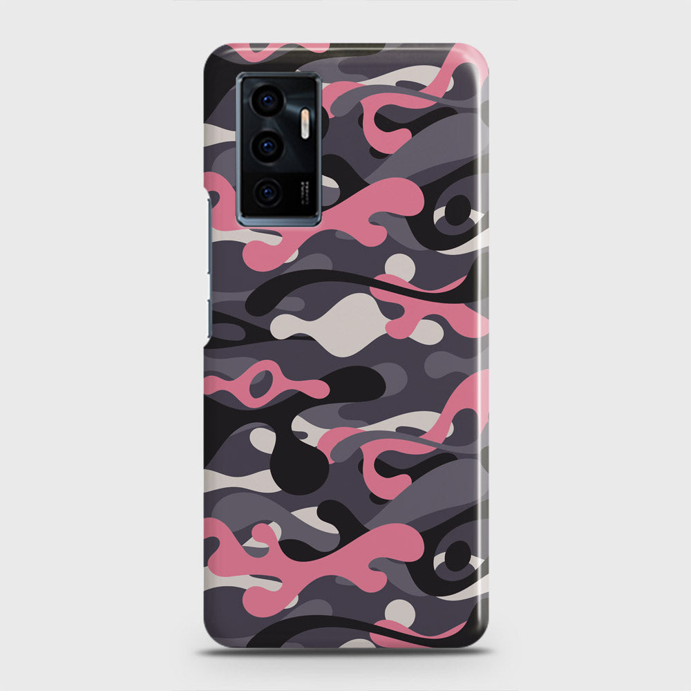 Vivo V23e Cover - Camo Series - Pink & Grey Design - Matte Finish - Snap On Hard Case with LifeTime Colors Guarantee