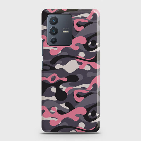 Vivo V23 5G Cover - Camo Series - Pink & Grey Design - Matte Finish - Snap On Hard Case with LifeTime Colors Guarantee