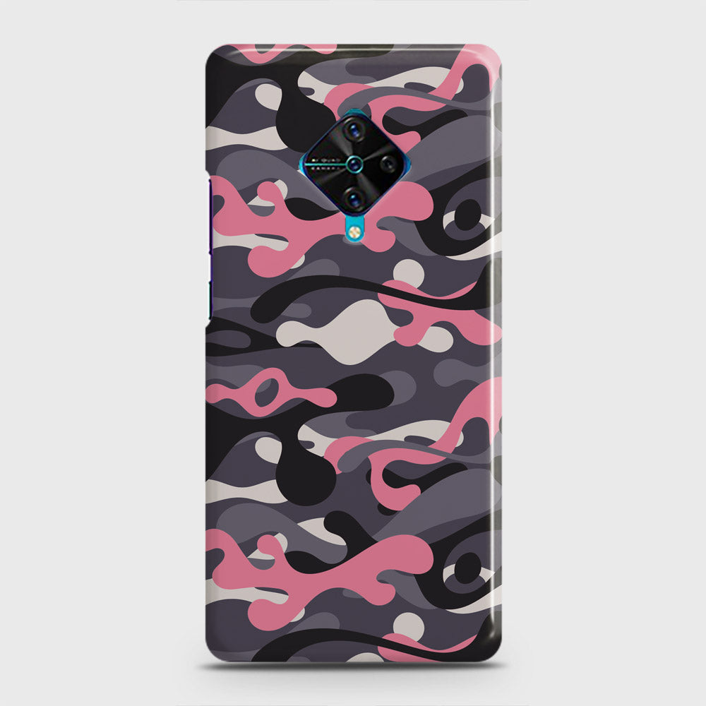 Vivo S1 Pro  Cover - Camo Series - Pink & Grey Design - Matte Finish - Snap On Hard Case with LifeTime Colors Guarantee