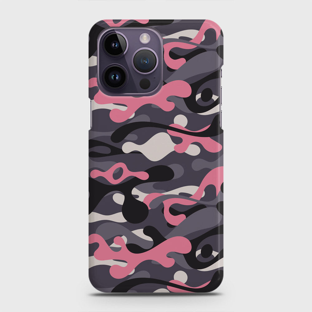 iPhone 14 Pro Cover - Camo Series - Pink & Grey - Matte Finish - Snap On Hard Case with LifeTime Colors Guarantee