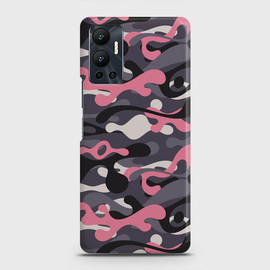 Infinix Hot 12 Cover - Camo Series - Pink & Grey Design - Matte Finish - Snap On Hard Case with LifeTime Colors Guarantee