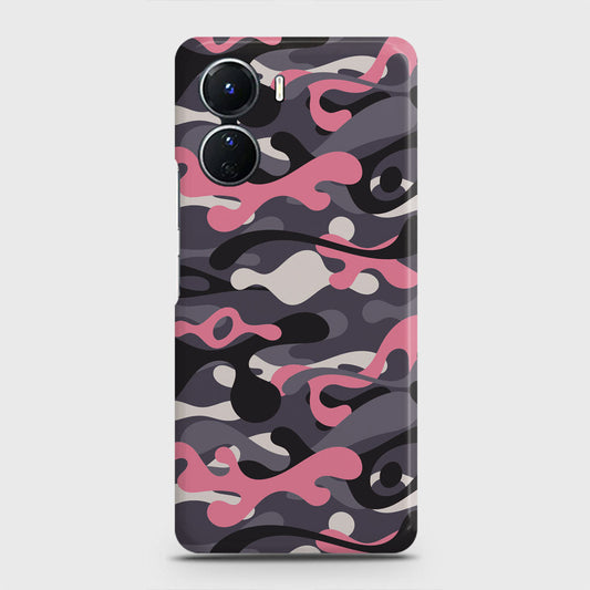 Vivo Y16 Cover - Camo Series - Pink & Grey Design - Matte Finish - Snap On Hard Case with LifeTime Colors Guarantee