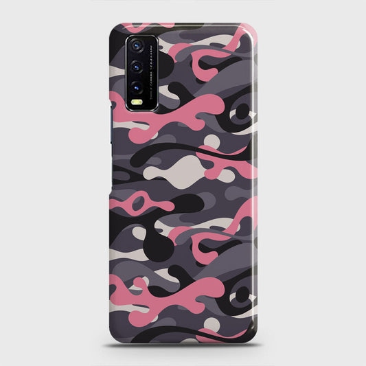 Vivo Y20T  Cover - Camo Series - Pink & Grey Design - Matte Finish - Snap On Hard Case with LifeTime Colors Guarantee