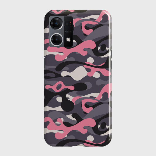 Oppo F21 Pro 4G Cover - Camo Series - Pink & Grey Design - Matte Finish - Snap On Hard Case with LifeTime Colors Guarantee