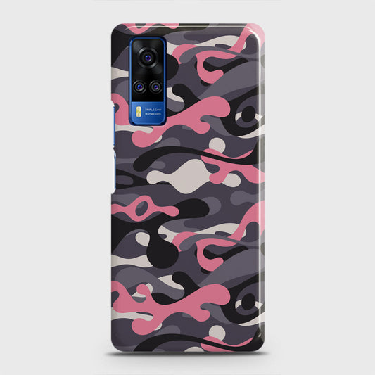 Vivo Y51 2020  Cover - Camo Series - Pink & Grey Design - Matte Finish - Snap On Hard Case with LifeTime Colors Guarantee