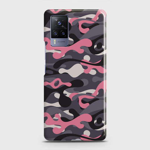 Vivo V21  Cover - Camo Series - Pink & Grey Design - Matte Finish - Snap On Hard Case with LifeTime Colors Guarantee