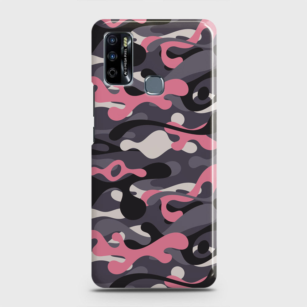 Infinix Hot 9 Play Cover - Camo Series - Pink & Grey Design - Matte Finish - Snap On Hard Case with LifeTime Colors Guarantee