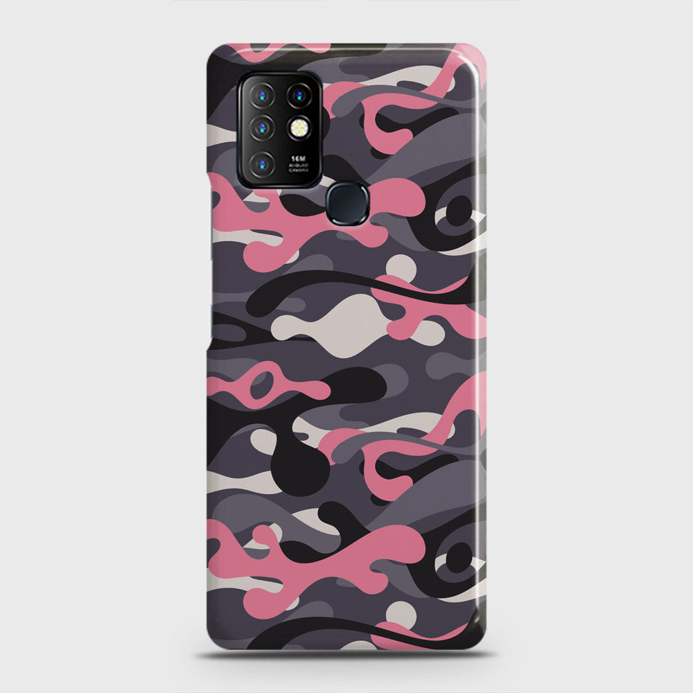 Infinix Hot 10 Cover - Camo Series - Pink & Grey Design - Matte Finish - Snap On Hard Case with LifeTime Colors Guarantee