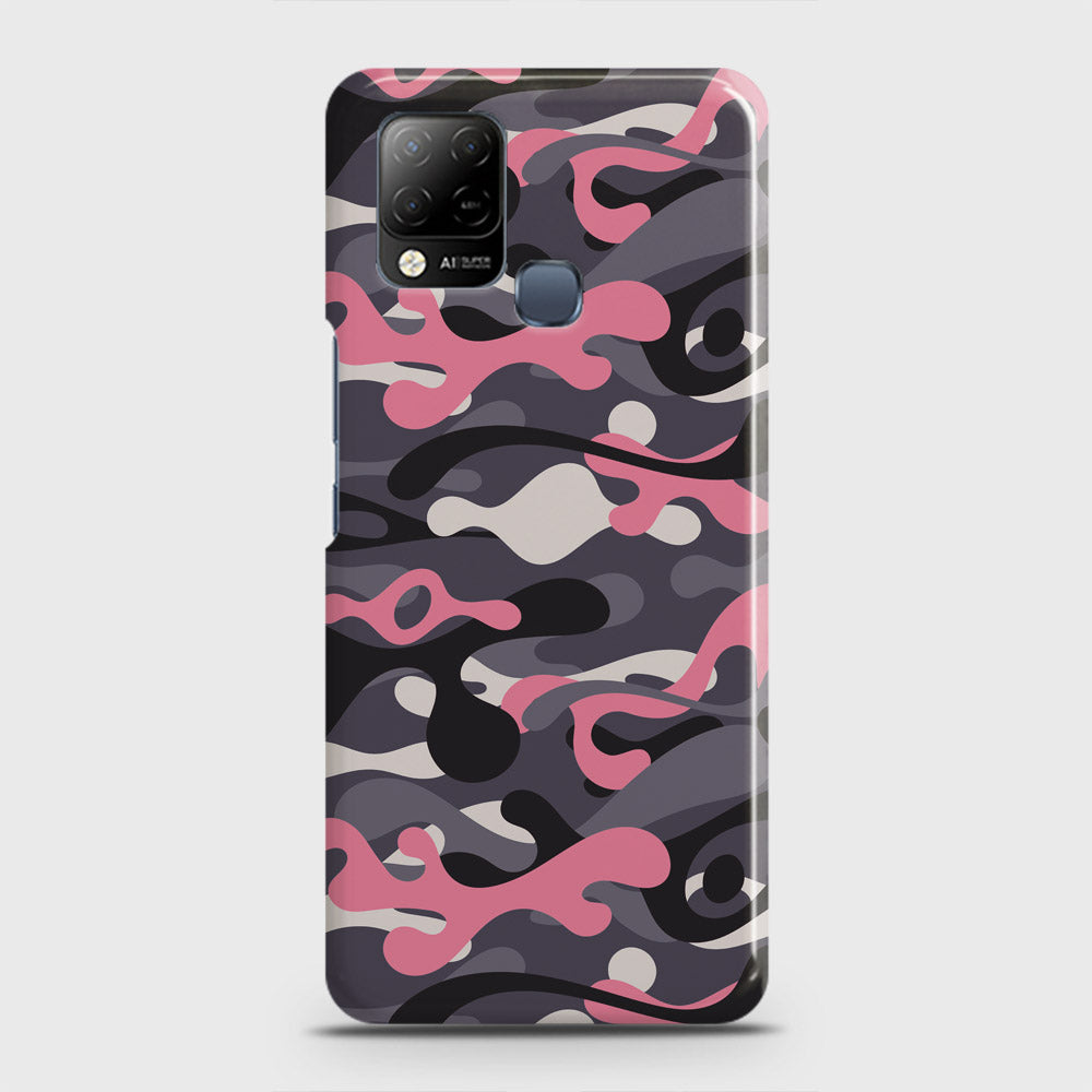 Infinix Hot 10s Cover - Camo Series - Pink & Grey Design - Matte Finish - Snap On Hard Case with LifeTime Colors Guarantee