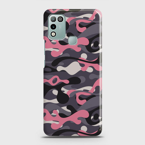 Infinix Hot 10 Play Cover - Camo Series - Pink & Grey Design - Matte Finish - Snap On Hard Case with LifeTime Colors Guarantee