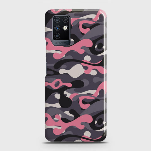 Infinix Note 10 Cover - Camo Series - Pink & Grey Design - Matte Finish - Snap On Hard Case with LifeTime Colors Guarantee