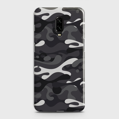 OnePlus 6T  Cover - Camo Series - White & Grey Design - Matte Finish - Snap On Hard Case with LifeTime Colors Guarantee